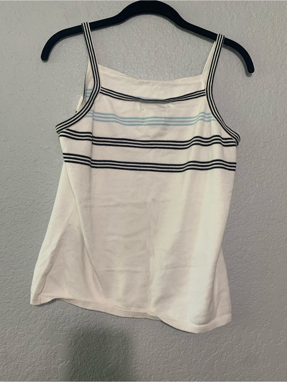 Tommy Hilfiger Cream Striped Tank with Black and Light Blue Bands